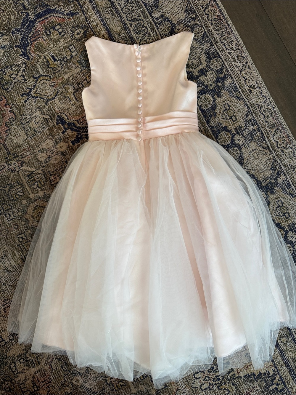 Joan Calabrese Blush Pink Tulle Flower Girl Dress - Picture 2 of 3